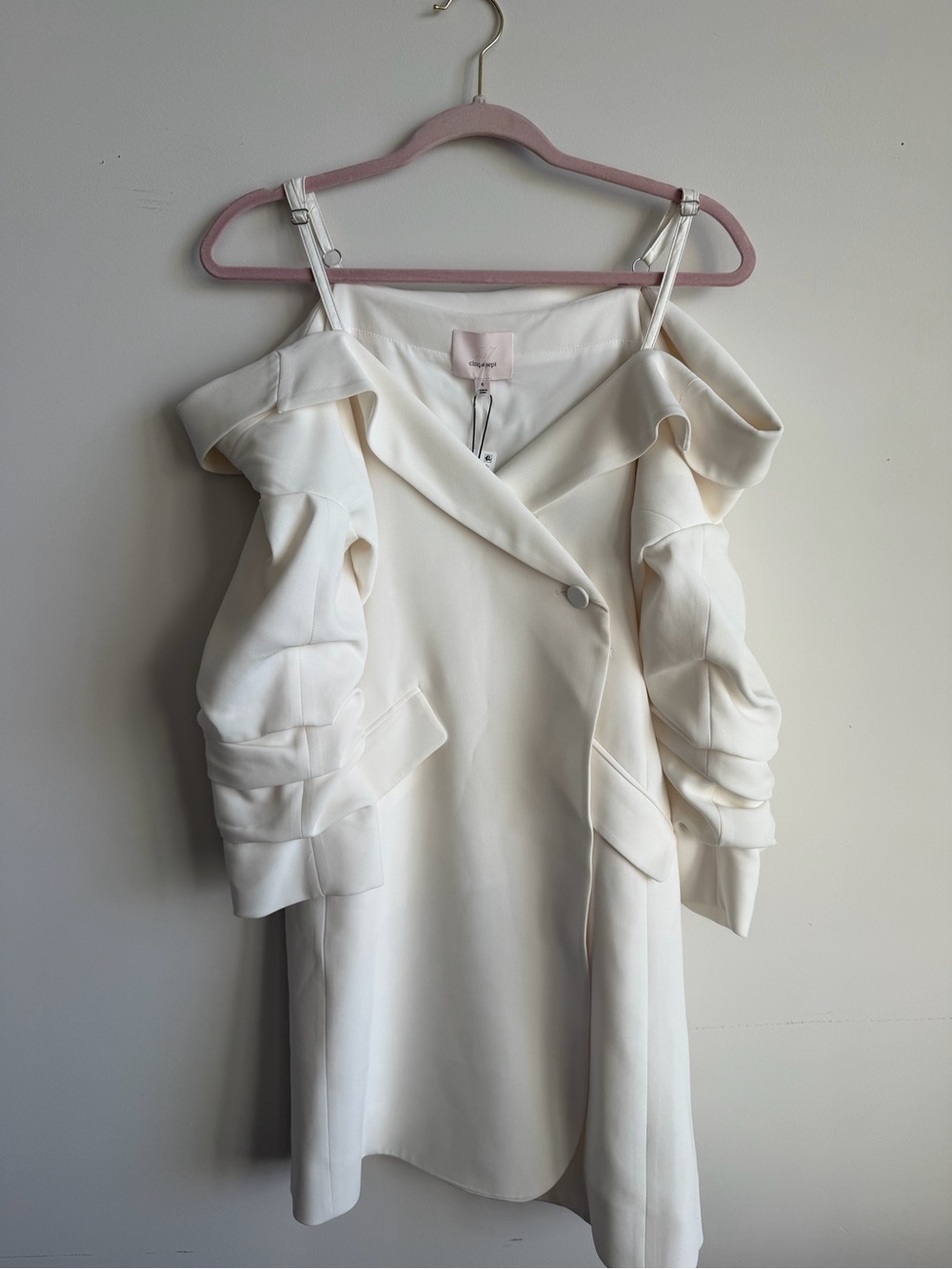 cinq a sept Ivory Off-Shoulder Ruffle Mini Dress
